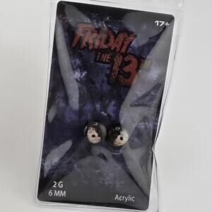 Friday the 13th Jason Mask Acrylic Stud Earrings 2G 6MM New Horror Movie